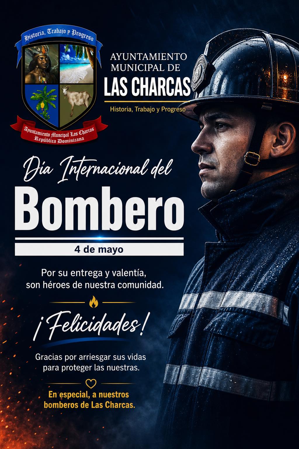 Ayuntamiento Las Charcas felicita a todos los bomberos en especial a los de Las Charcas — en el Día Internacional del Bombero